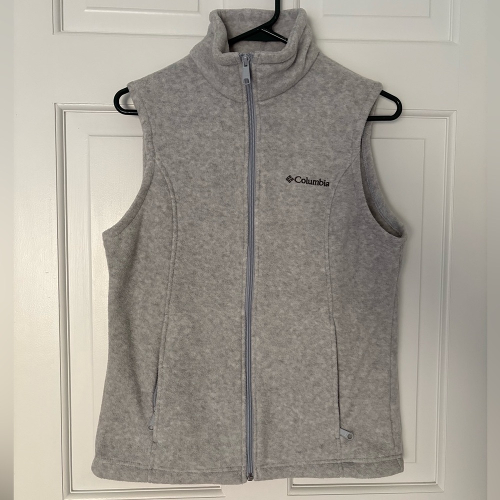Columbia Women’s Light Heather Gray Full Zip Fleece Vest, Size Small